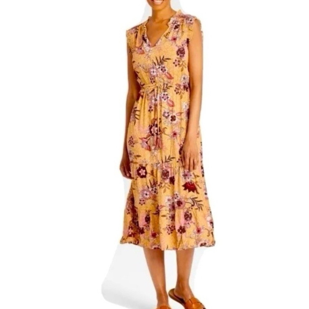 Knox Rose Floral Midi Dress Sleeveless Yellow Pink Purple Women's Sz XXL
